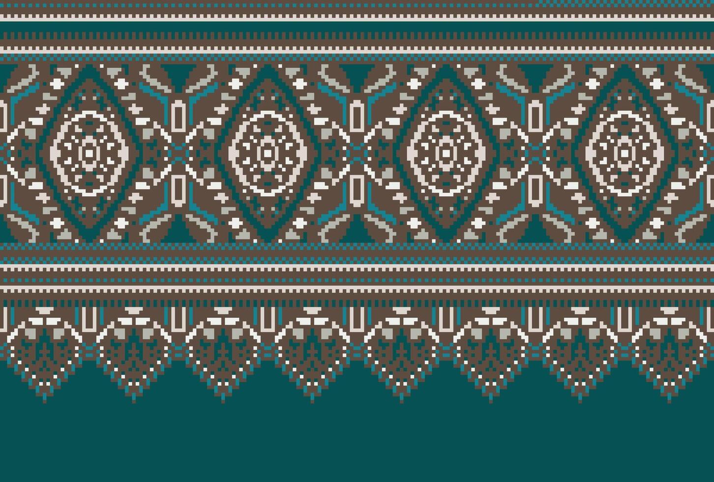 cruzar puntada modelo con floral diseños tradicional cruzar puntada costura. geométrico étnico patrón, bordado, textil ornamentación, tela, mano cosido patrón, cultural puntadas píxel Arte. vector