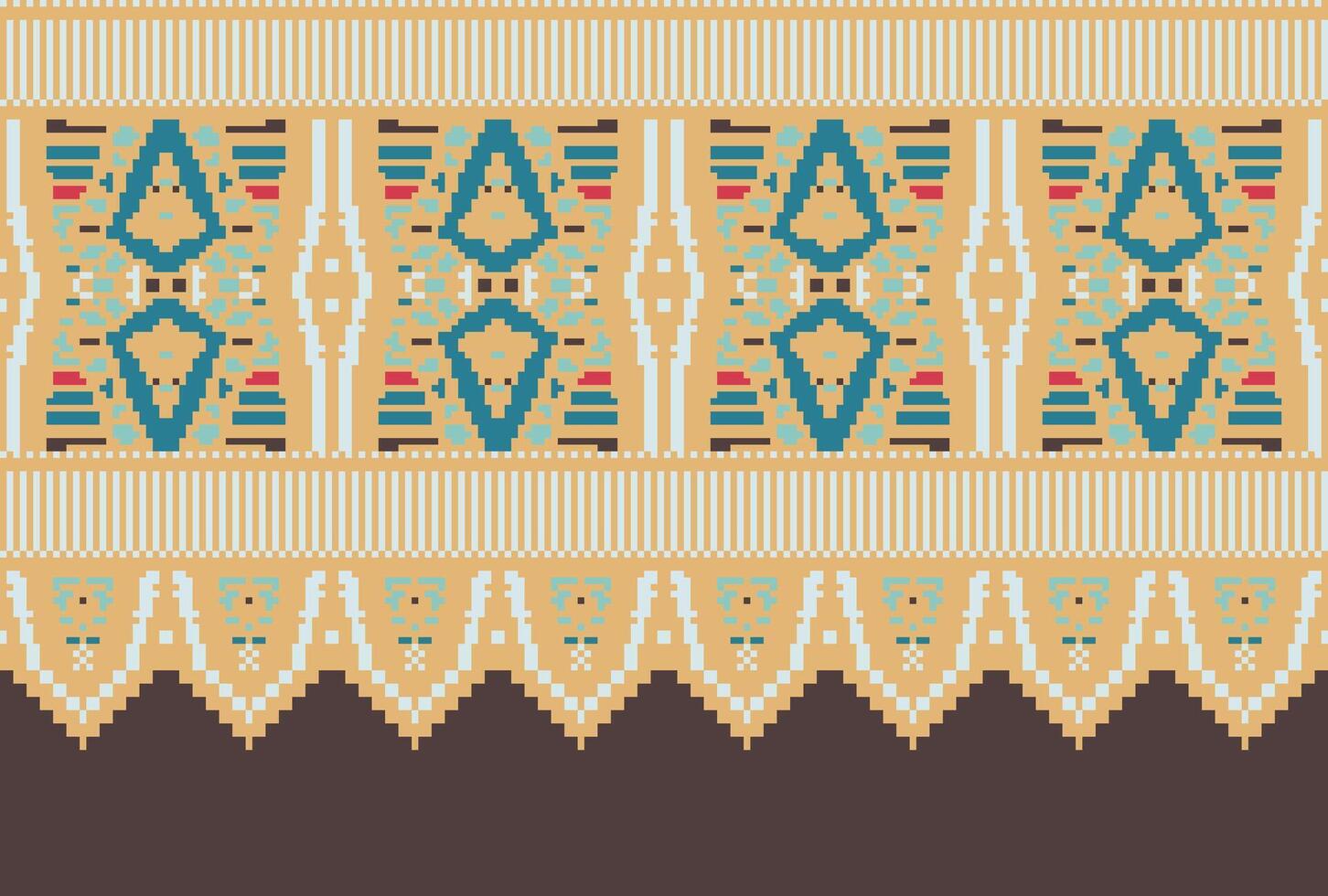 Cross Stitch pattern with Floral Designs. Traditional cross stitch needlework. Geometric Ethnic pattern, Embroidery, Textile ornamentation, fabric, Hand stitched pattern, Cultural stitching pixel art. vector