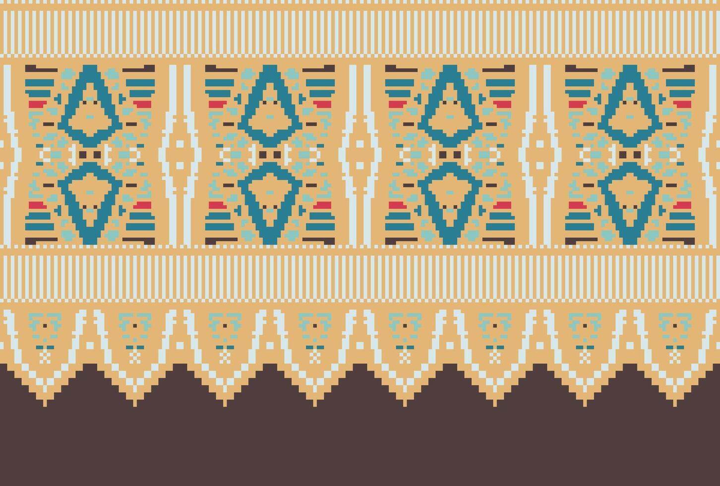 Cross Stitch pattern with Floral Designs. Traditional cross stitch needlework. Geometric Ethnic pattern, Embroidery, Textile ornamentation, fabric, Hand stitched pattern, Cultural stitching pixel art. vector