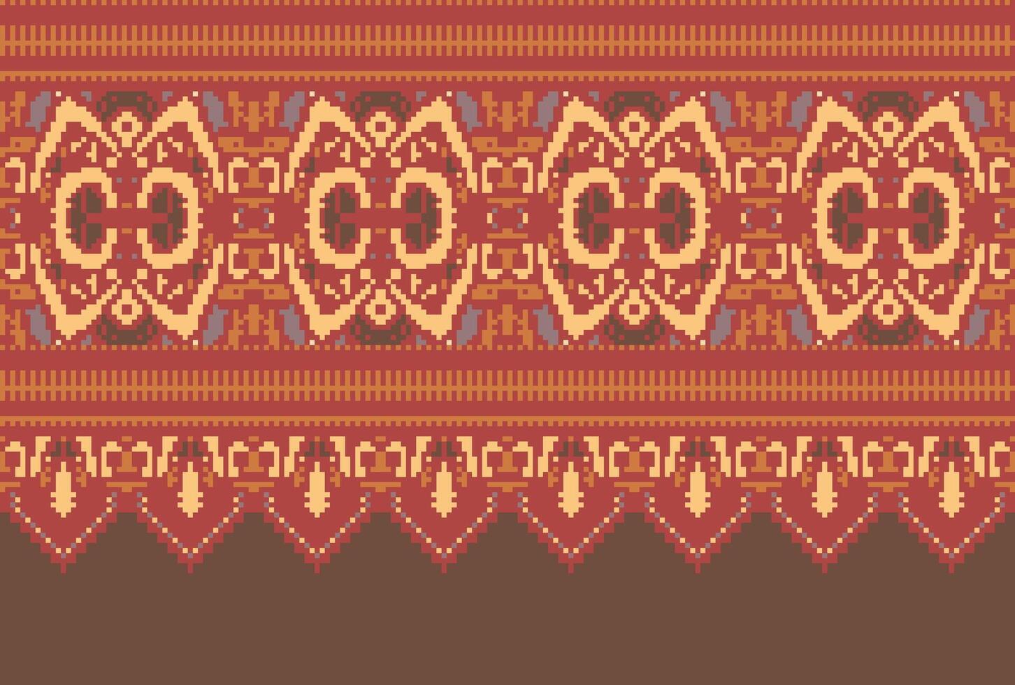 cross stitch traditional ethnic pattern paisley flower Ikat background abstract Aztec African Indonesian Indian seamless pattern for fabric print cloth dress carpet curtains and sarong vector