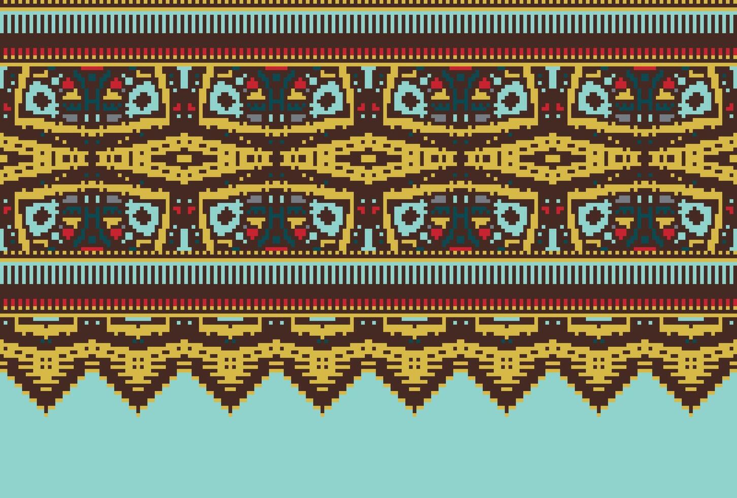 cross stitch traditional ethnic pattern paisley flower Ikat background abstract Aztec African Indonesian Indian seamless pattern for fabric print cloth dress carpet curtains and sarong vector