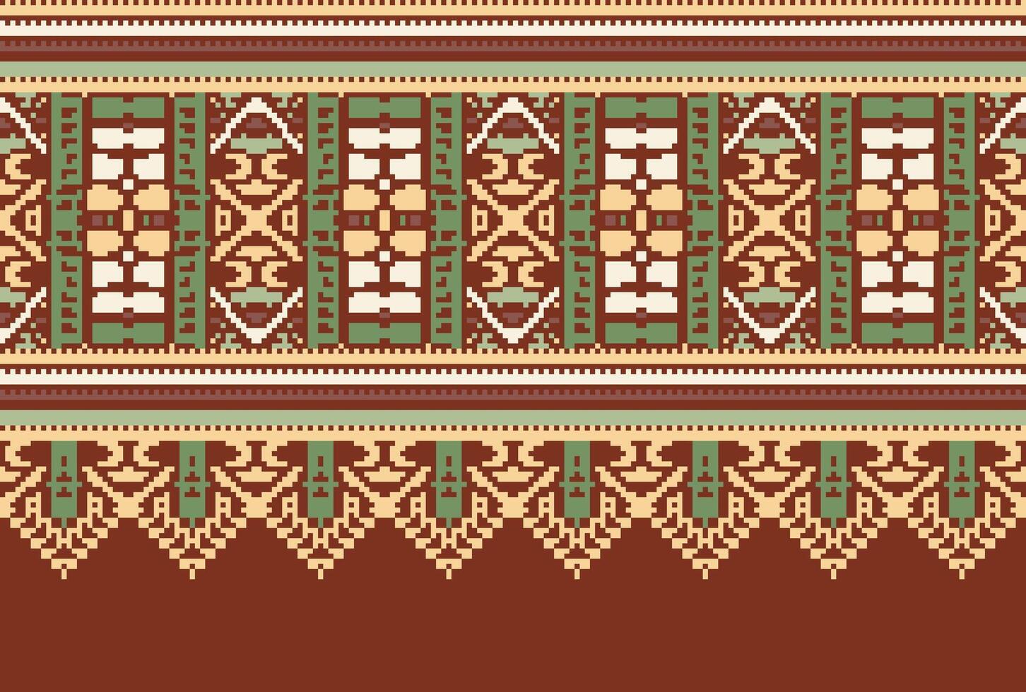 cross stitch Embroidery ethnic pattern, Vector Geometric ornate background, Cross stitch retro zigzag style, Blue and yellow pattern knitting continuous, Design for textile, fabric, digital print