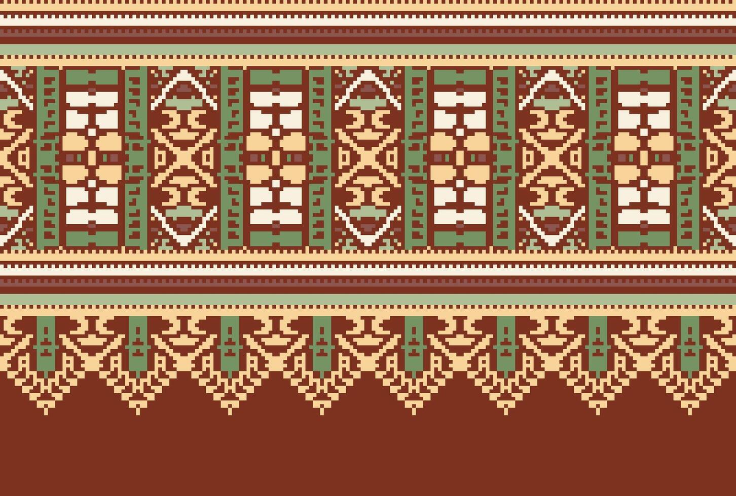 cross stitch Embroidery ethnic pattern, Vector Geometric ornate background, Cross stitch retro zigzag style, Blue and yellow pattern knitting continuous, Design for textile, fabric, digital print