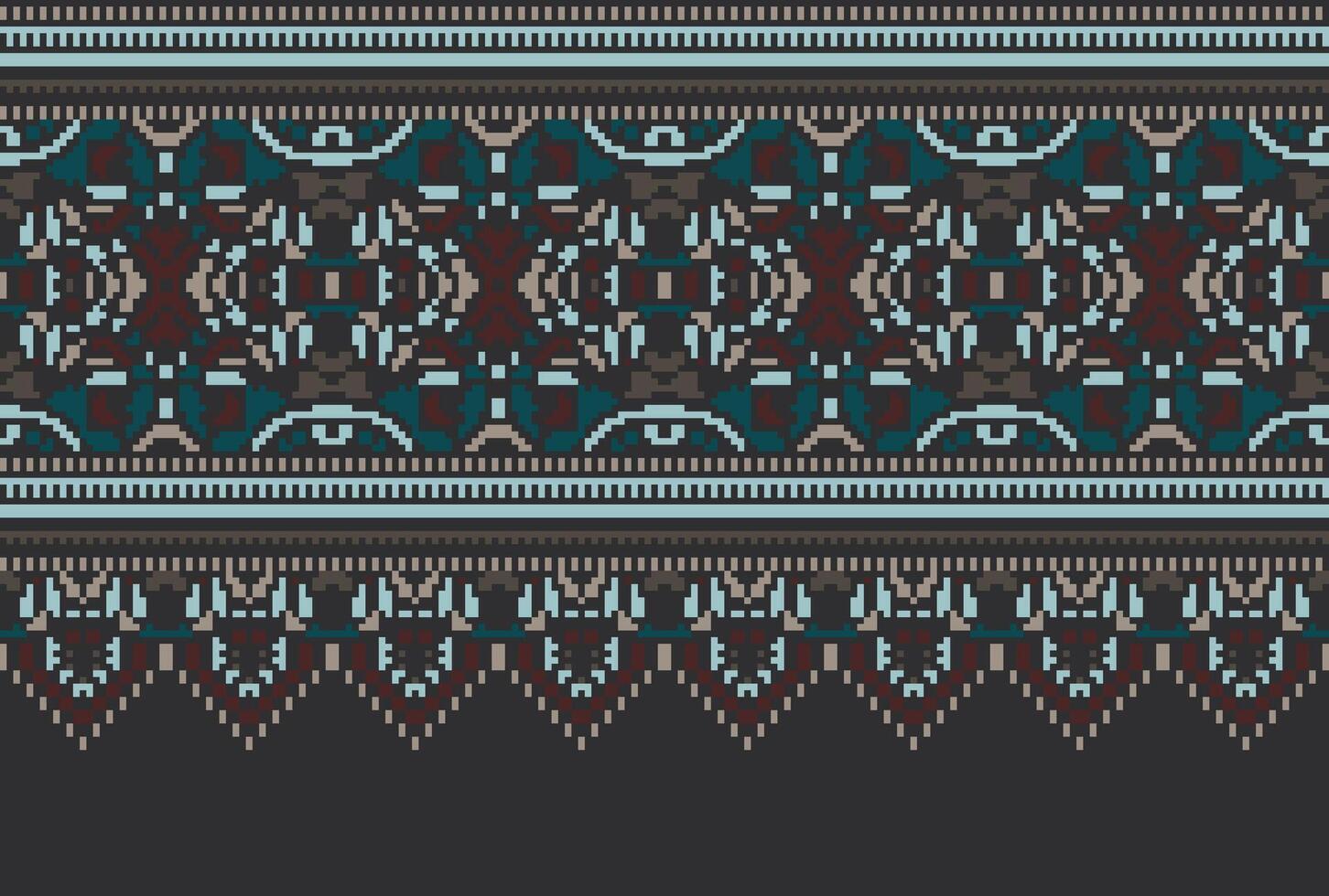 cross stitch traditional ethnic pattern paisley flower Ikat background abstract Aztec African Indonesian Indian seamless pattern for fabric print cloth dress carpet curtains and sarong vector