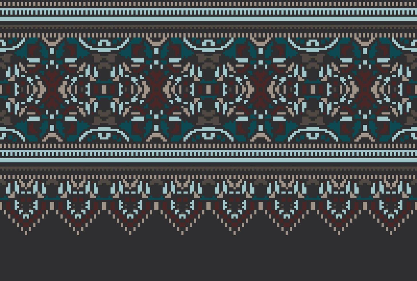 cross stitch traditional ethnic pattern paisley flower Ikat background abstract Aztec African Indonesian Indian seamless pattern for fabric print cloth dress carpet curtains and sarong vector