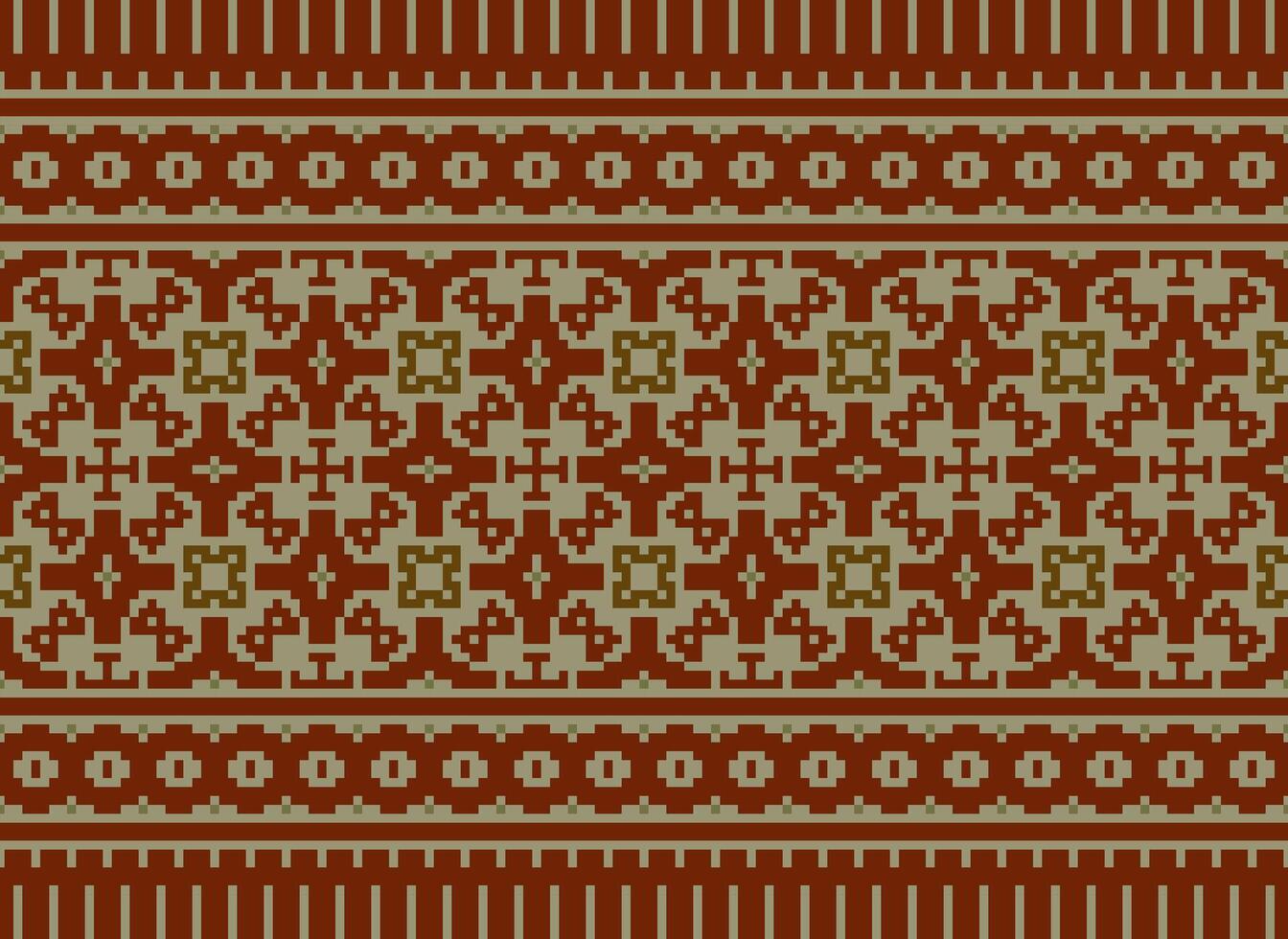 cross stitch Embroidery ethnic pattern, Vector Geometric ornate background, Cross stitch retro zigzag style, Blue and yellow pattern knitting continuous, Design for textile, fabric, digital print
