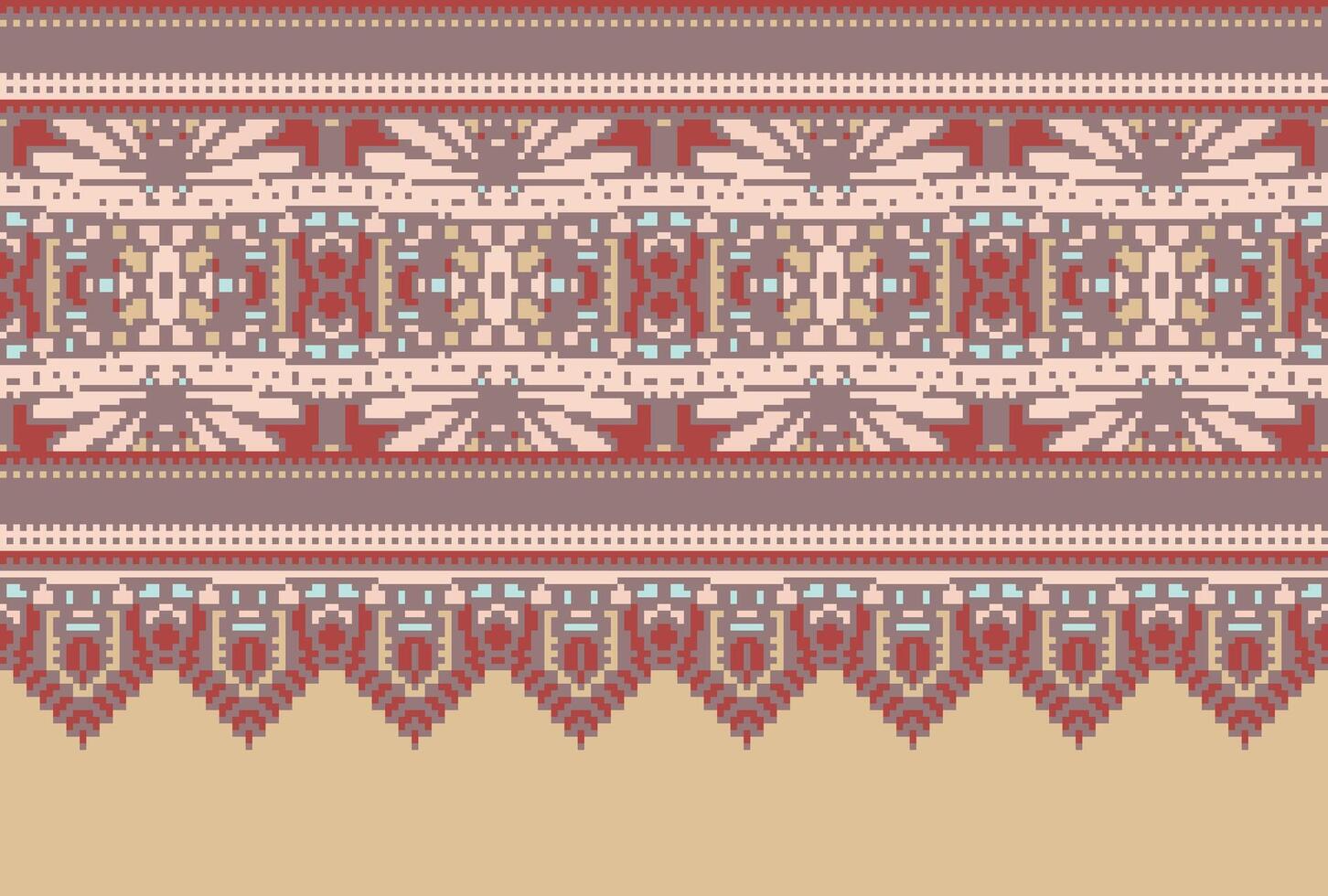 cross stitch Embroidery ethnic pattern, Vector Geometric ornate background, Cross stitch retro zigzag style, Blue and yellow pattern knitting continuous, Design for textile, fabric, digital print