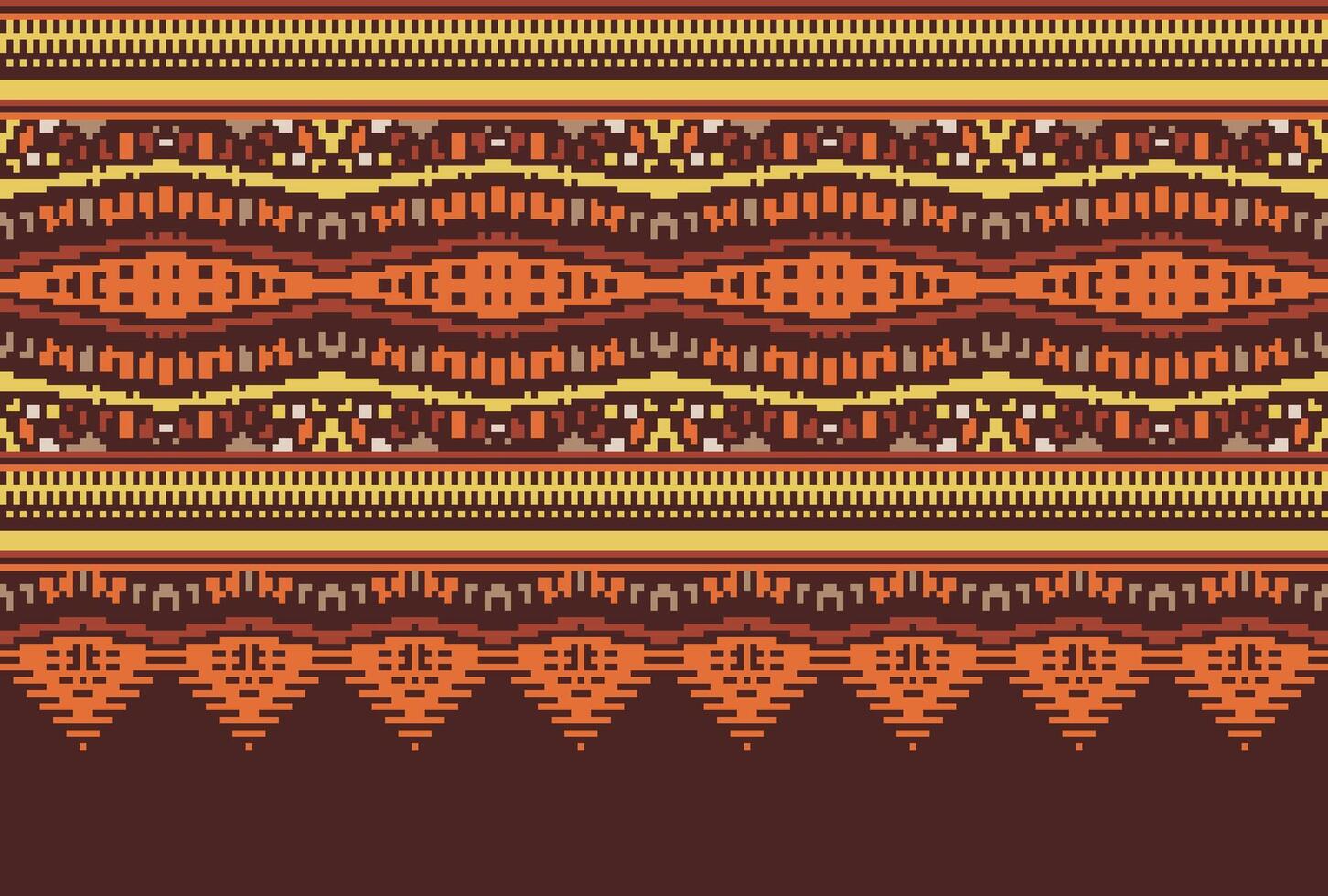 cross stitch Embroidery ethnic pattern, Vector Geometric ornate background, Cross stitch retro zigzag style, Blue and yellow pattern knitting continuous, Design for textile, fabric, digital print