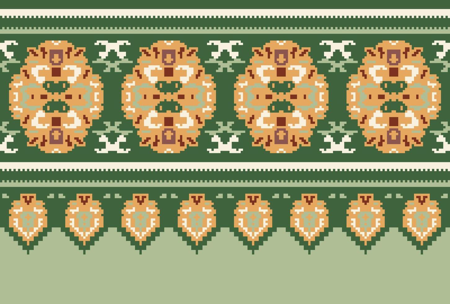cross stitch Embroidery ethnic pattern, Vector Geometric ornate background, Cross stitch retro zigzag style, Blue and yellow pattern knitting continuous, Design for textile, fabric, digital print
