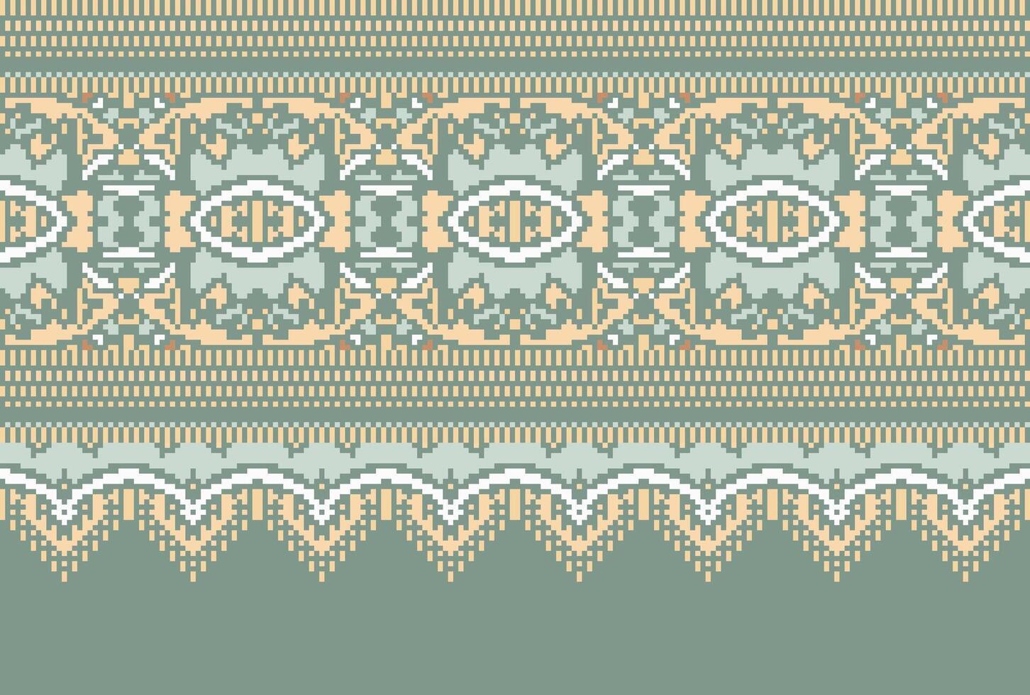 cross stitch Embroidery ethnic pattern, Vector Geometric ornate background, Cross stitch retro zigzag style, Blue and yellow pattern knitting continuous, Design for textile, fabric, digital print