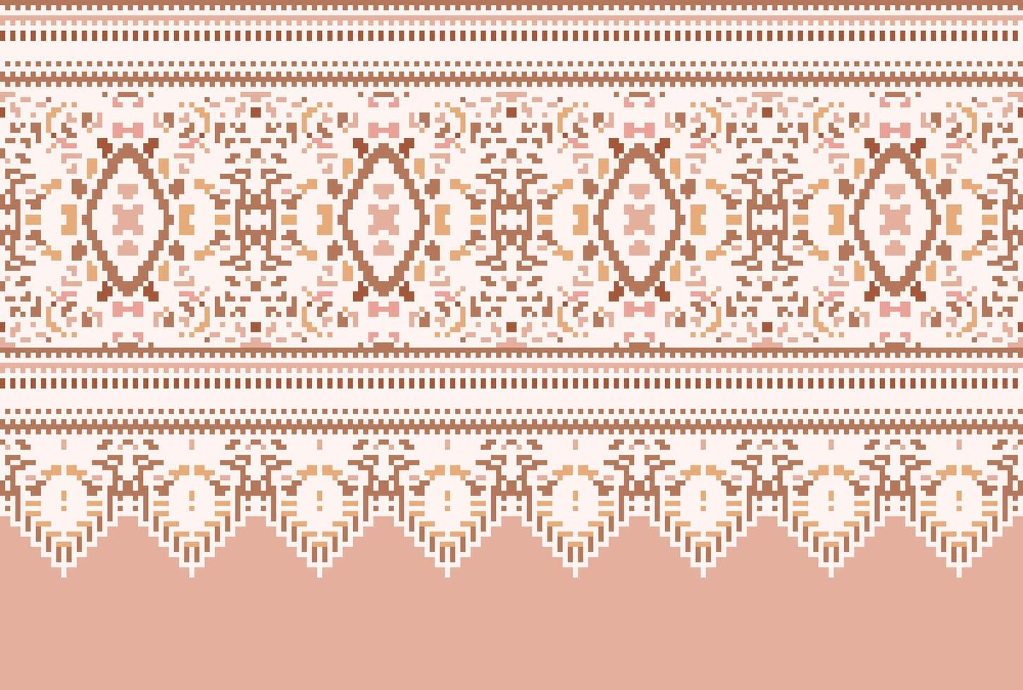 cross stitch Embroidery ethnic pattern, Vector Geometric ornate background, Cross stitch retro zigzag style, Blue and yellow pattern knitting continuous, Design for textile, fabric, digital print