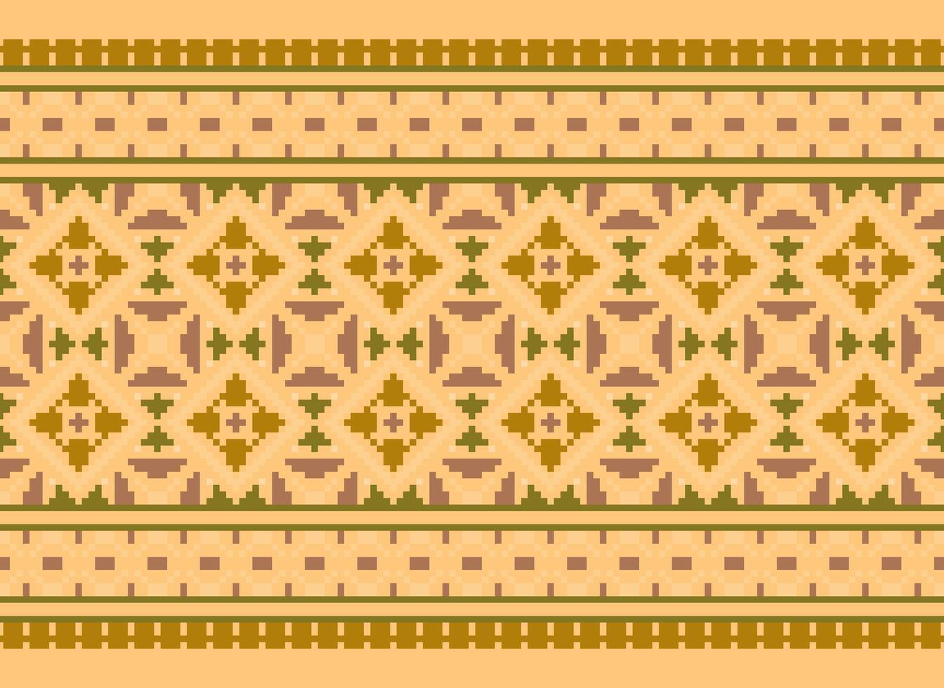 cross stitch Embroidery ethnic pattern, Vector Geometric ornate background, Cross stitch retro zigzag style, Blue and yellow pattern knitting continuous, Design for textile, fabric, digital print