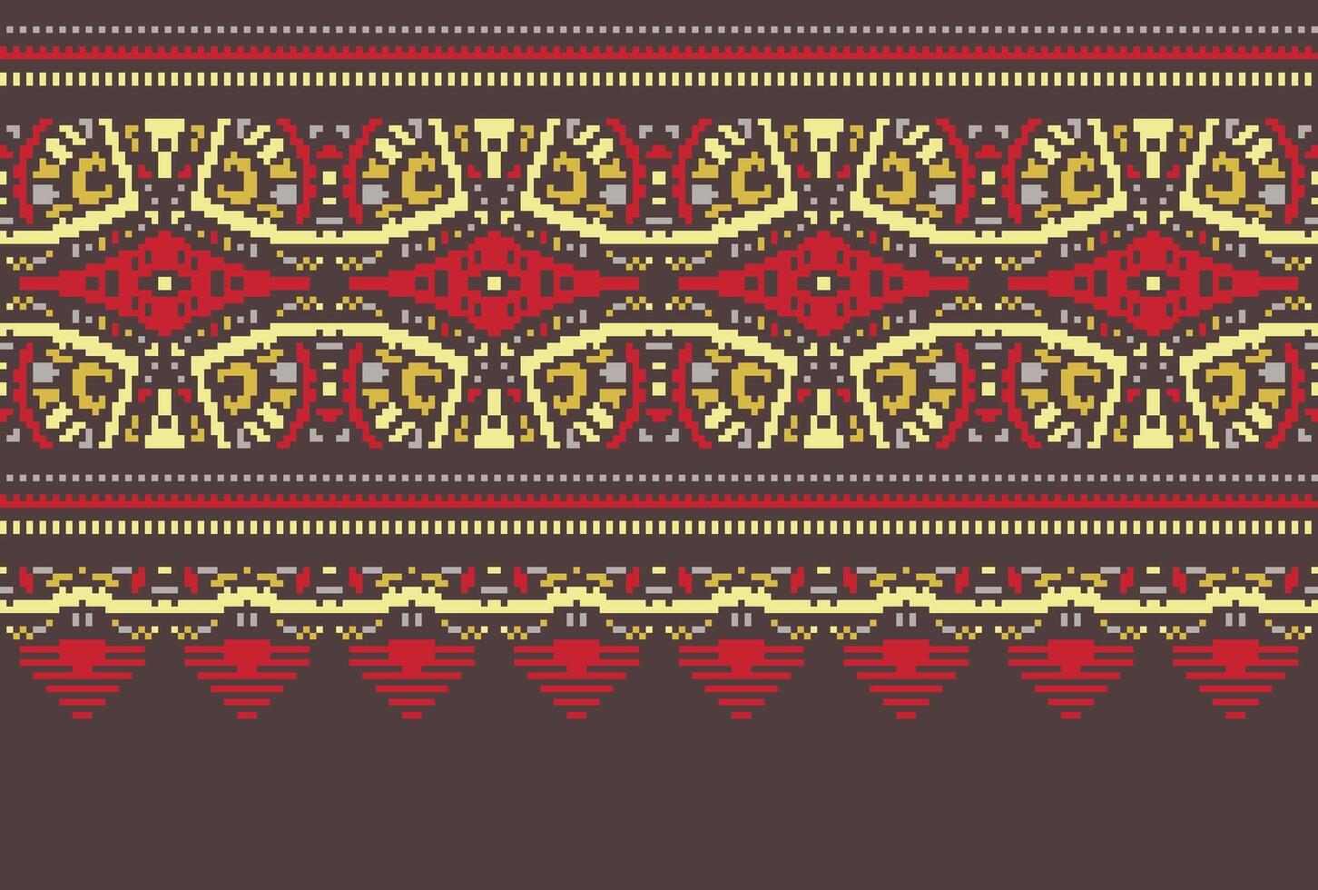 cross stitch traditional ethnic pattern paisley flower Ikat background abstract Aztec African Indonesian Indian seamless pattern for fabric print cloth dress carpet curtains and sarong vector