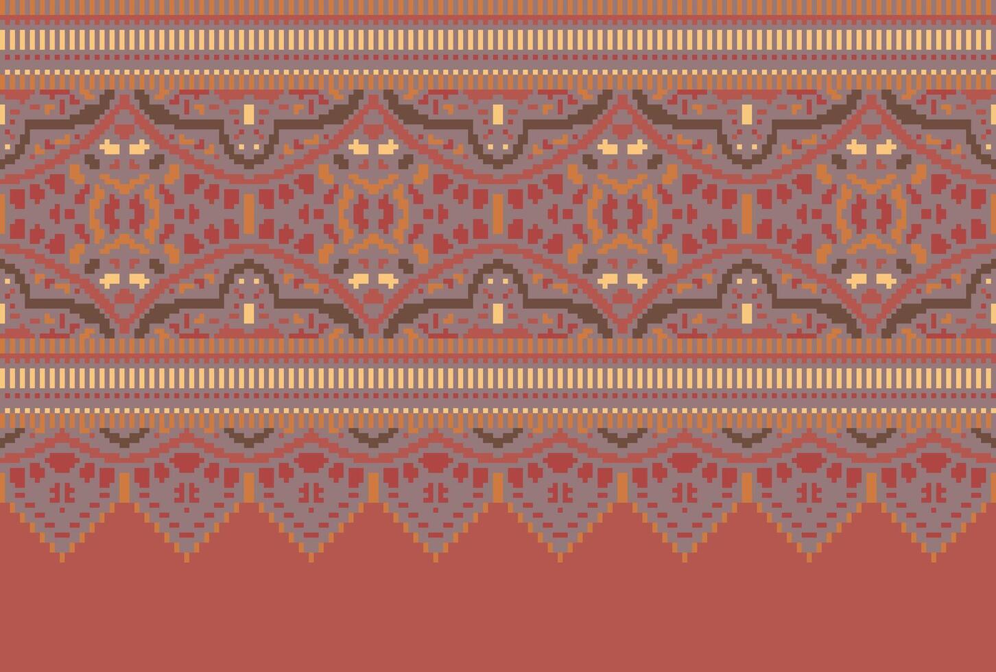 cross stitch Embroidery ethnic pattern, Vector Geometric ornate background, Cross stitch retro zigzag style, Blue and yellow pattern knitting continuous, Design for textile, fabric, digital print