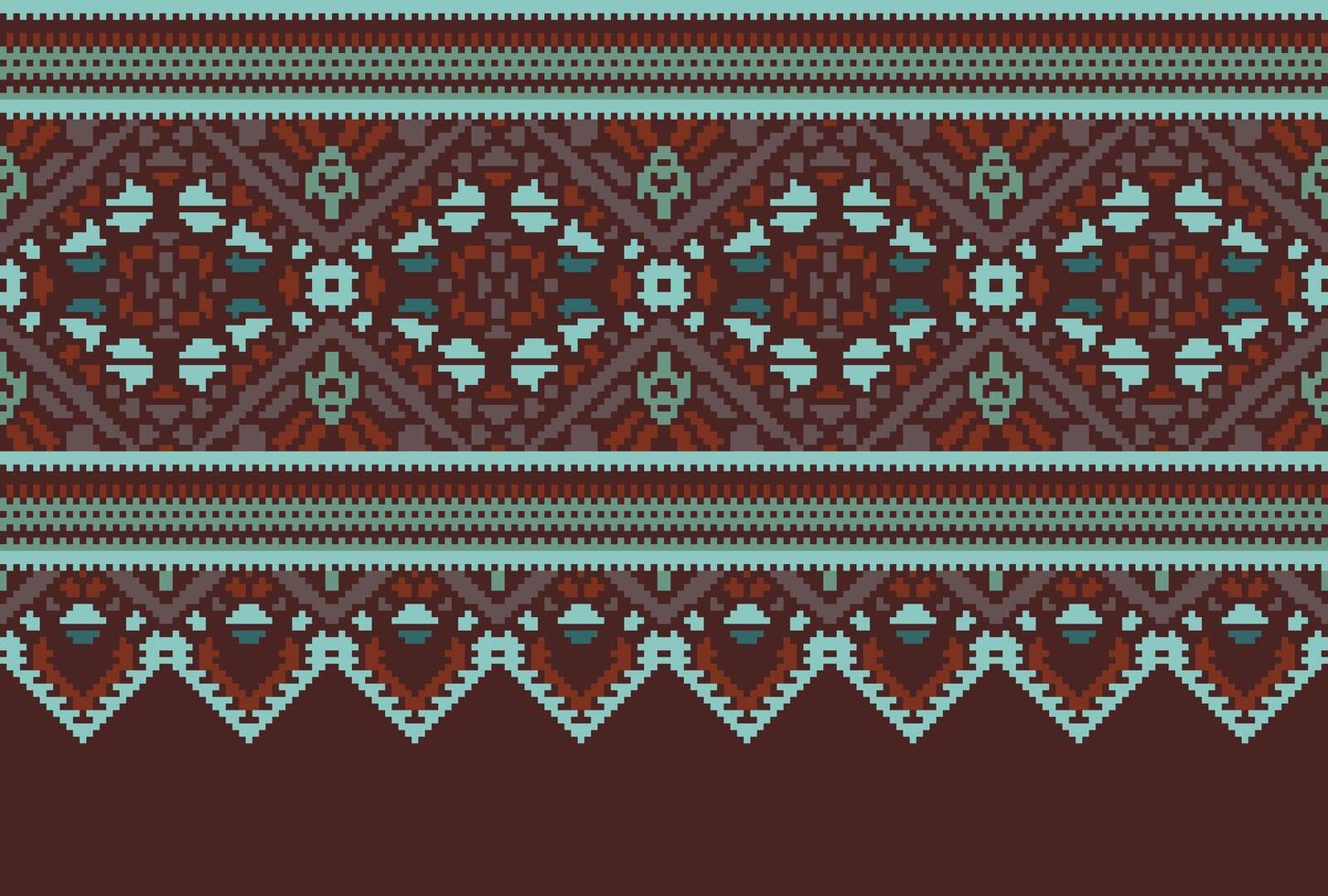 cross stitch traditional ethnic pattern paisley flower Ikat background abstract Aztec African Indonesian Indian seamless pattern for fabric print cloth dress carpet curtains and sarong vector