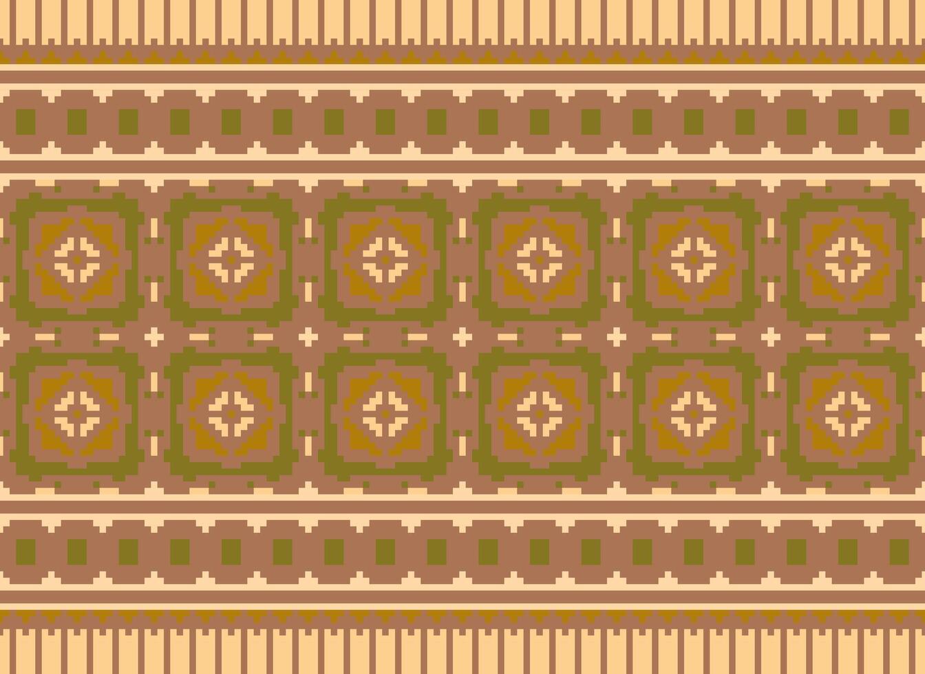 cross stitch Embroidery ethnic pattern, Vector Geometric ornate background, Cross stitch retro zigzag style, Blue and yellow pattern knitting continuous, Design for textile, fabric, digital print