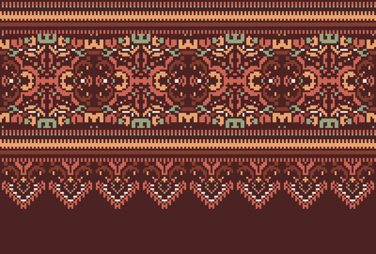 cross stitch Embroidery ethnic pattern, Vector Geometric ornate background, Cross stitch retro zigzag style, Blue and yellow pattern knitting continuous, Design for textile, fabric, digital print
