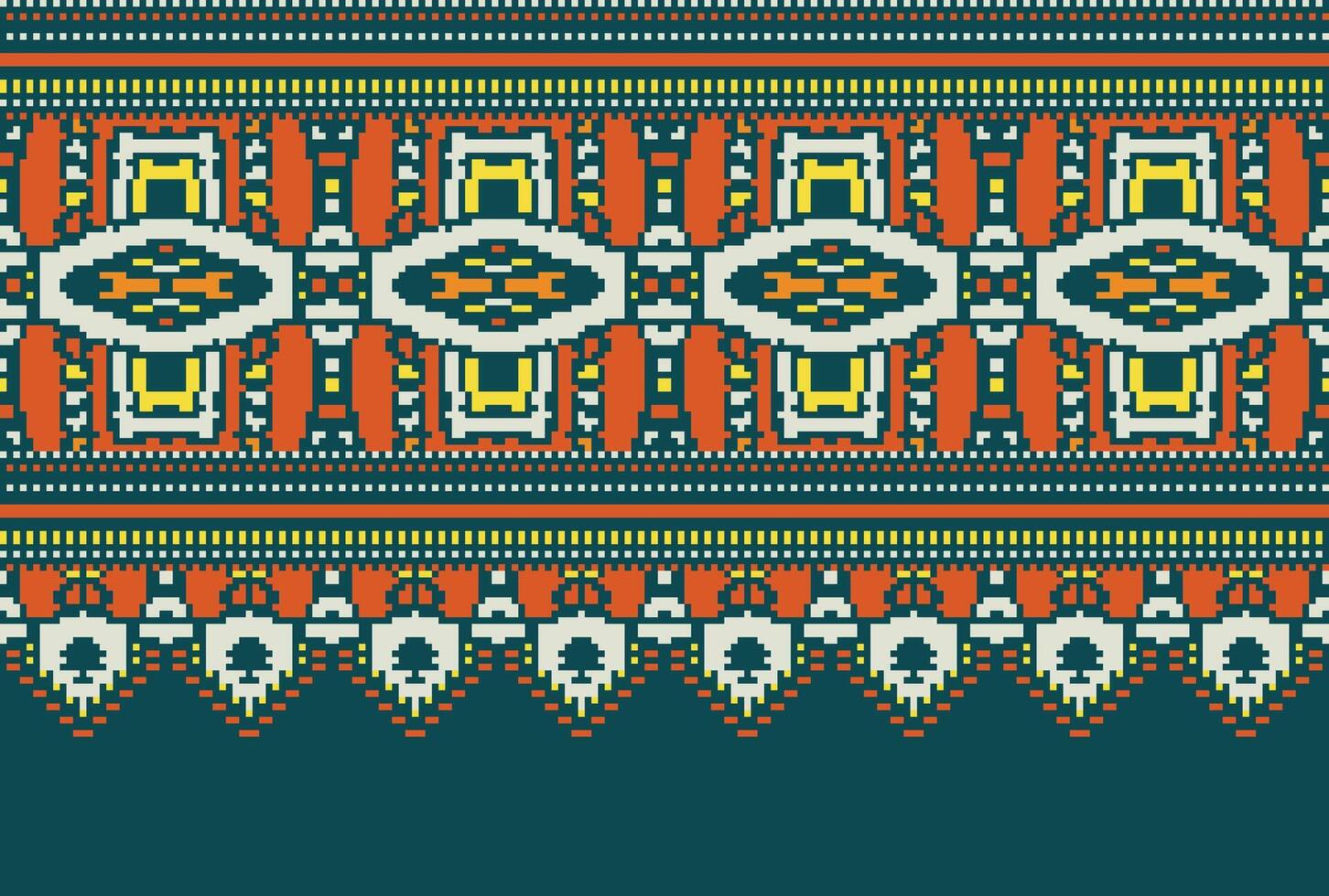 cross stitch traditional ethnic pattern paisley flower Ikat background abstract Aztec African Indonesian Indian seamless pattern for fabric print cloth dress carpet curtains and sarong vector