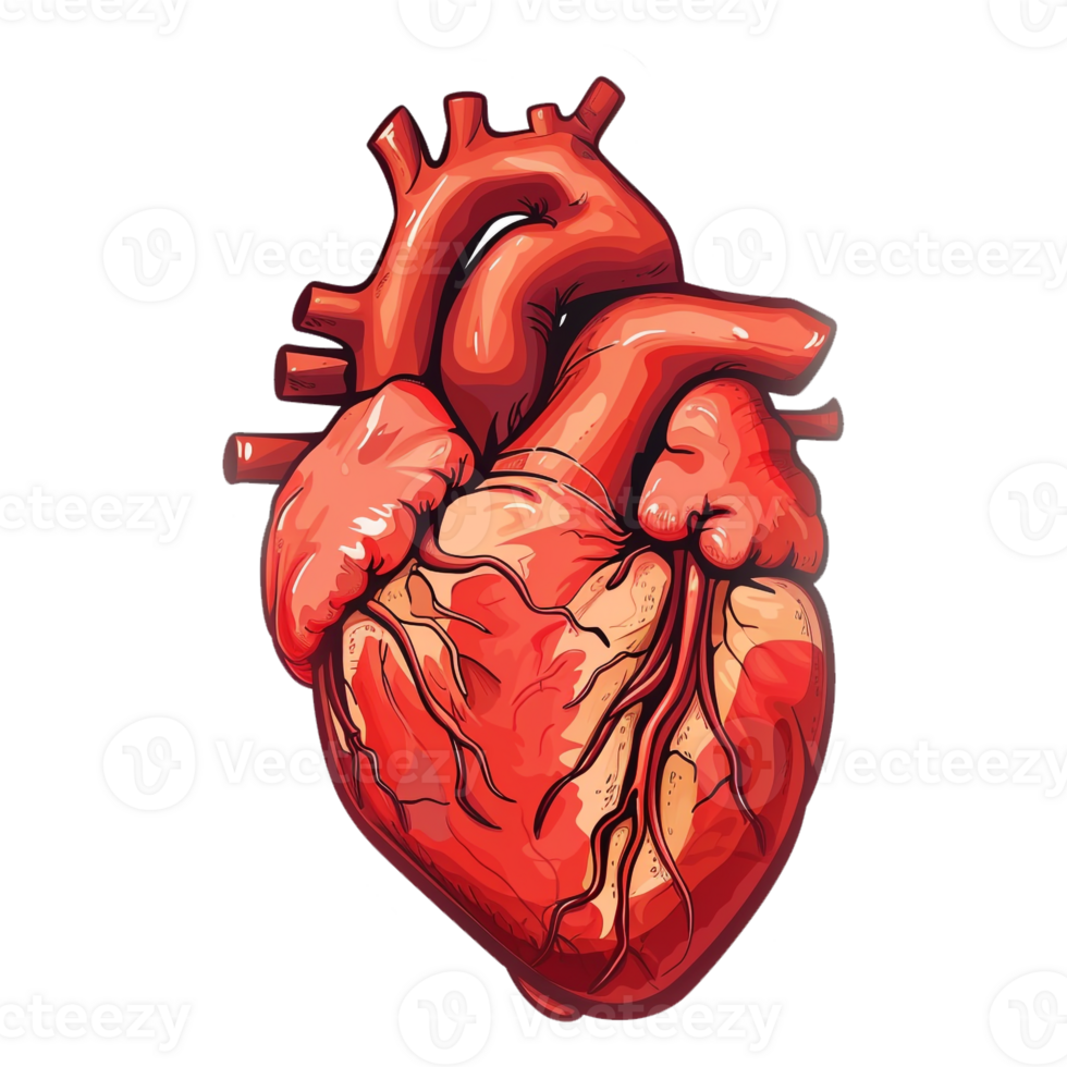 ai gerado adesivo do uma humano coração em uma transparente fundo - ai gerado png
