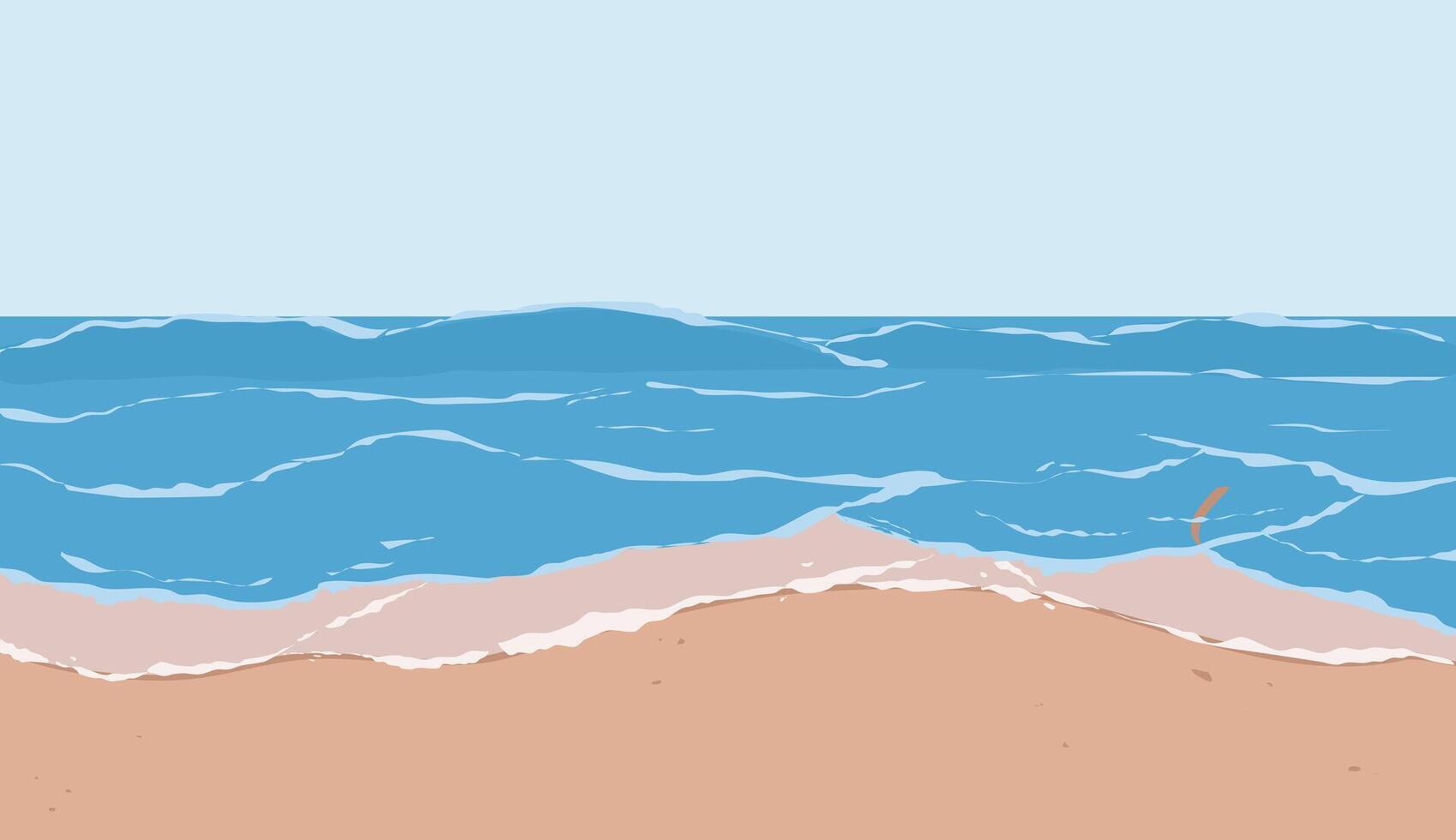 Sandy Beach with Small Waves vector