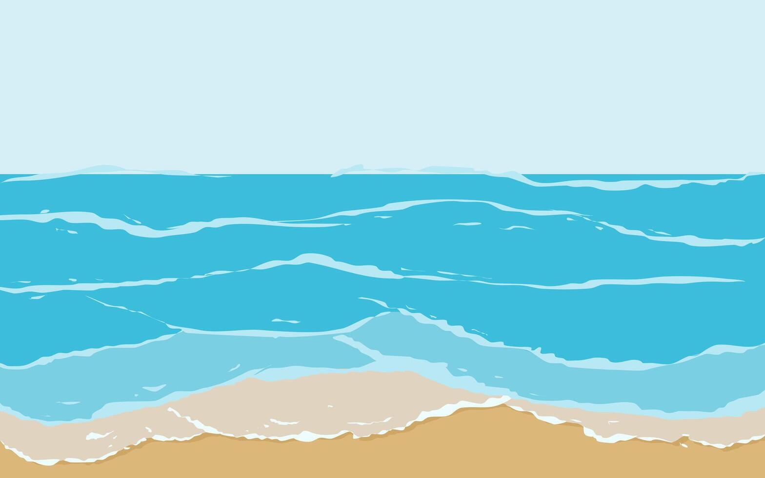 Sandy Beach with Small Waves vector