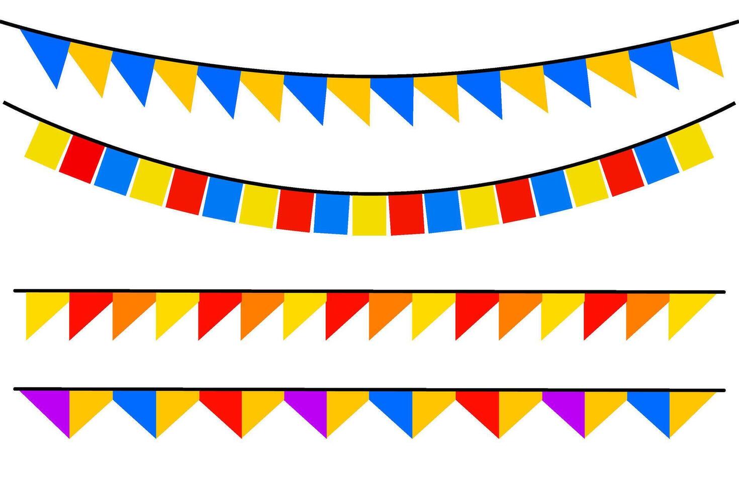 set of colorful hanging flags vector