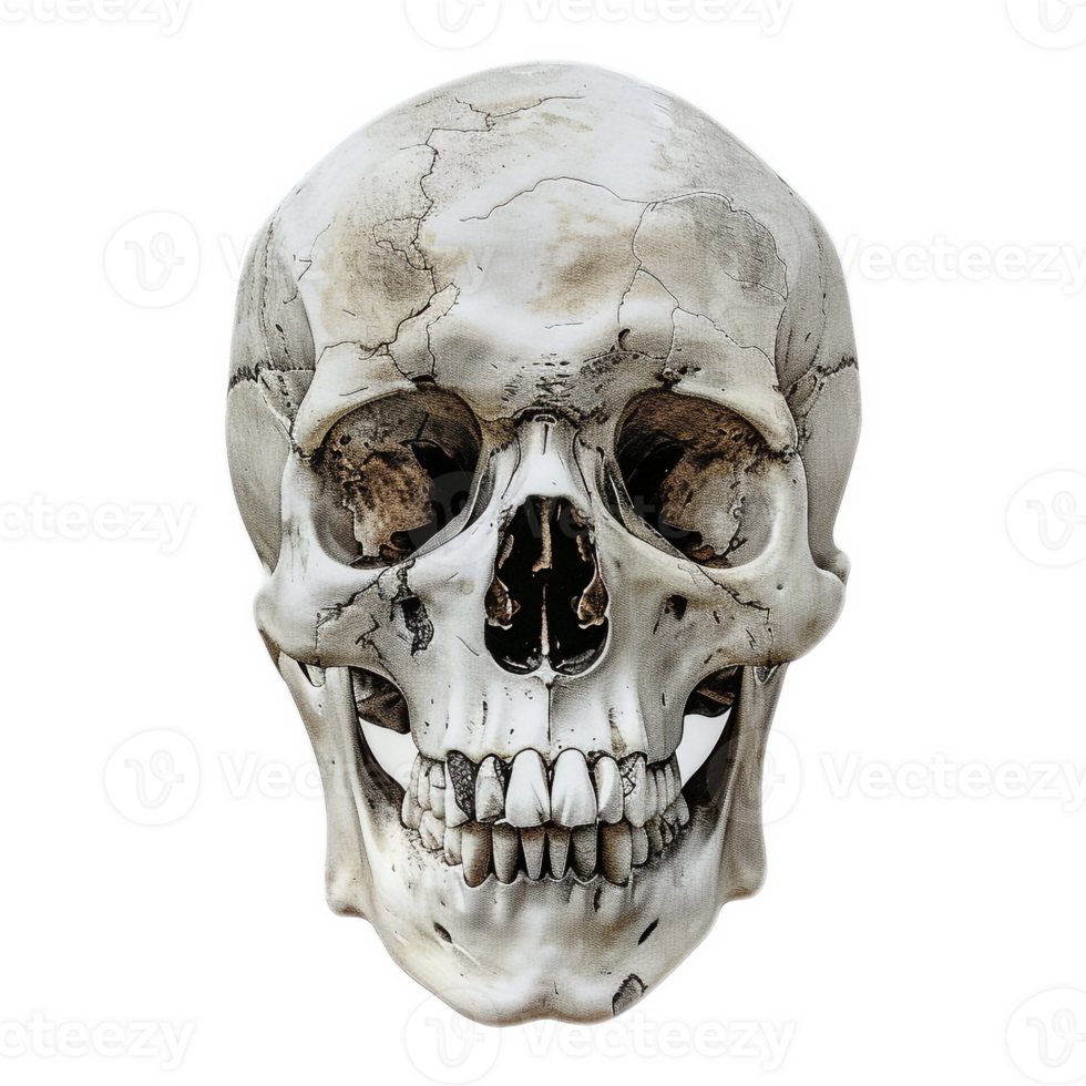 AI generated Sticker of a Human Skull On a Transparent Background - Ai Generated png