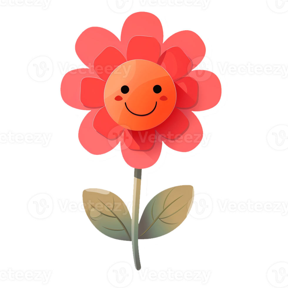 AI generated Sticker of a Smiling Flower Plant On a Transparent Background - Ai Generated png