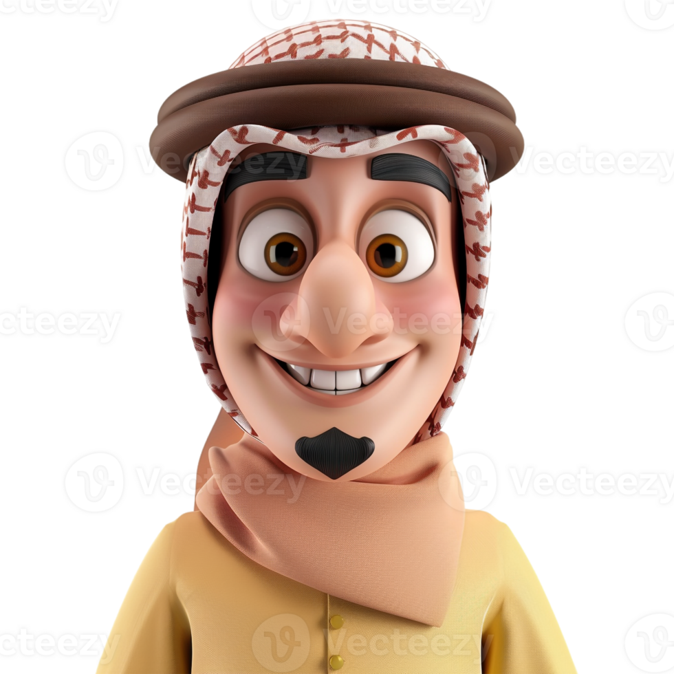 AI generated 3D Rendering of a Arabic Cartoon Boy on Transparent Background - Ai Generated png