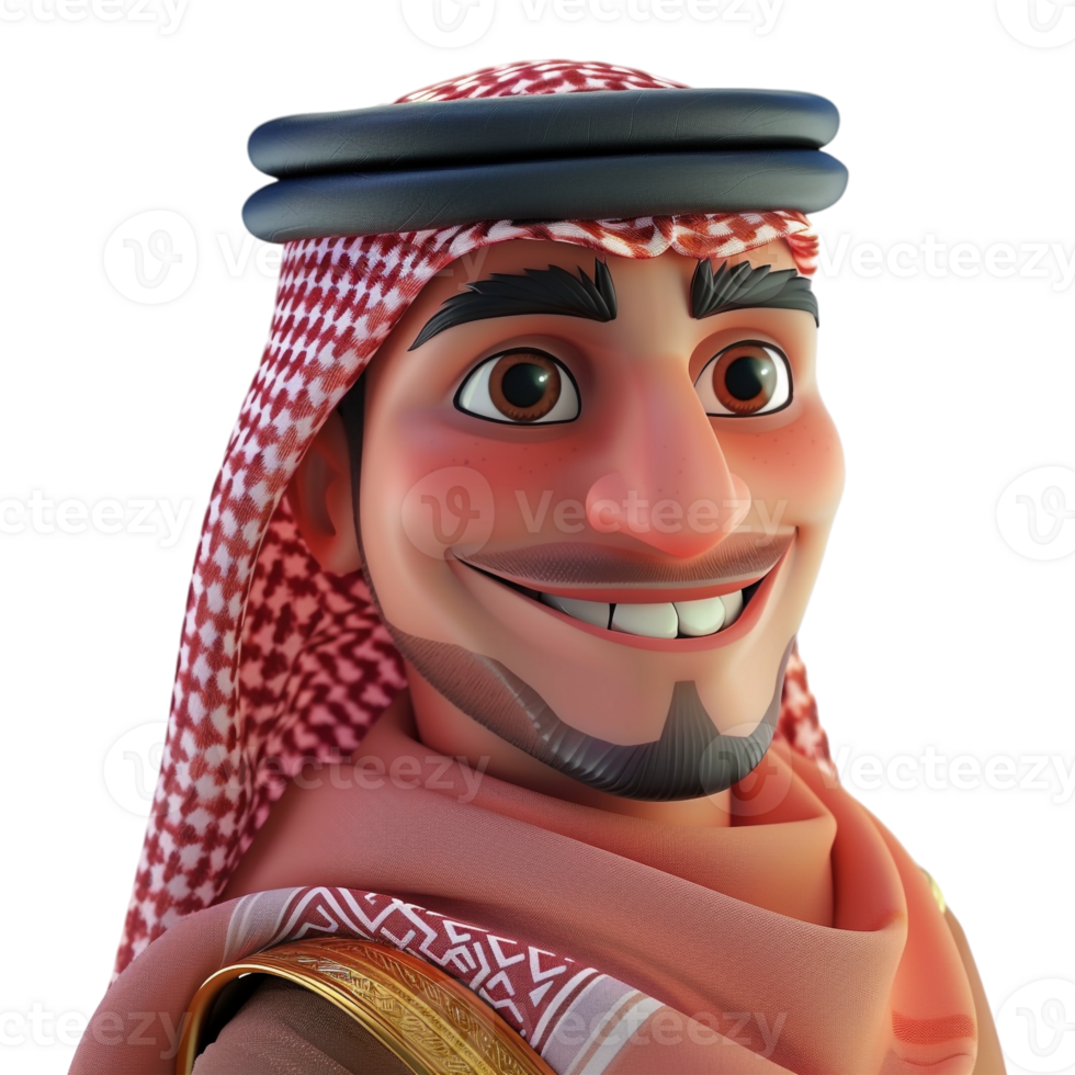 AI generated 3D Rendering of a Arabic Cartoon Boy on Transparent Background - Ai Generated png