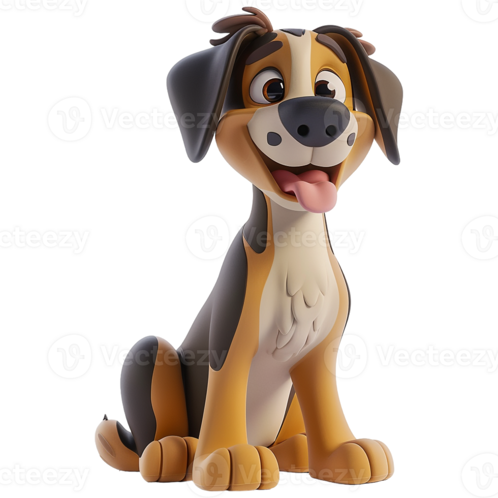 AI generated 3D Rendering of a Cute Dog on Transparent Background - Ai Generated png