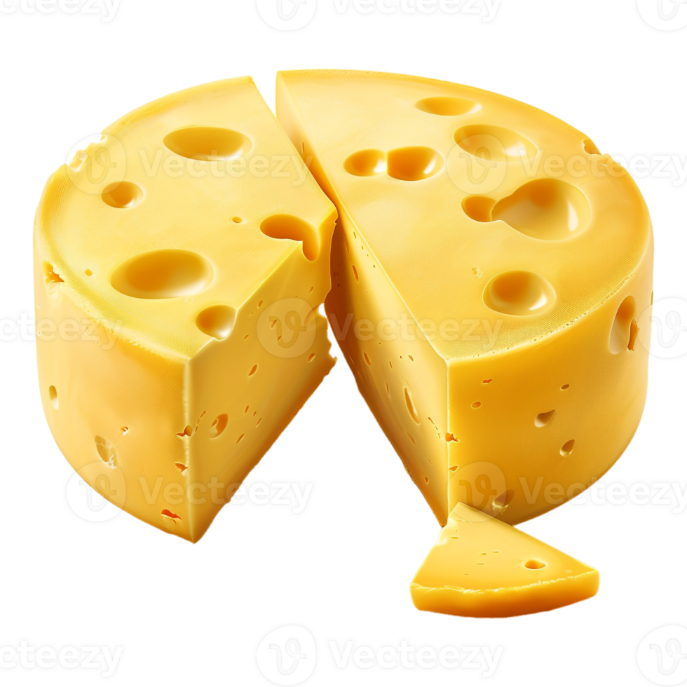 AI generated 3D Rendering of a Yellow Tasty Cheese on Transparent Background - Ai Generated png