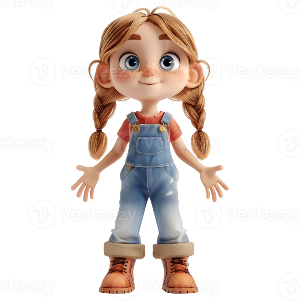 AI generated 3D Rendering of a Toddler Girl Standing and Smiling on Transparent Background - Ai Generated png