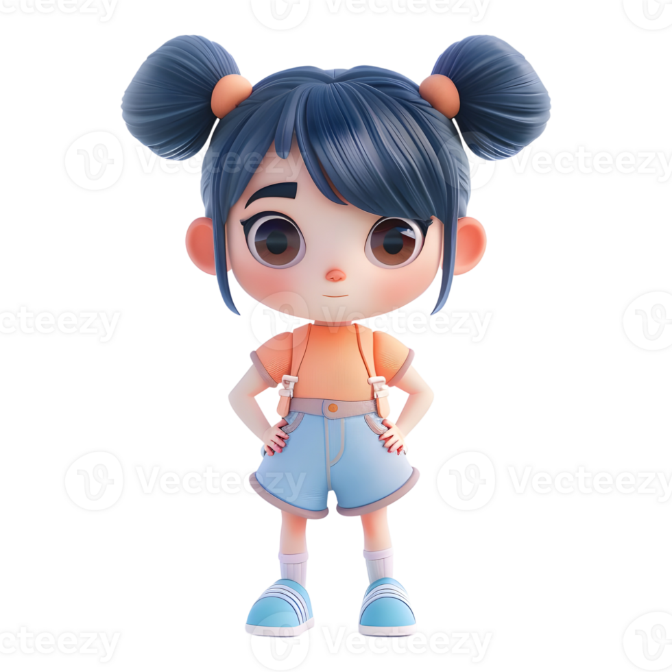 AI generated 3D Rendering of a Toddler Girl Standing and Smiling on Transparent Background - Ai Generated png