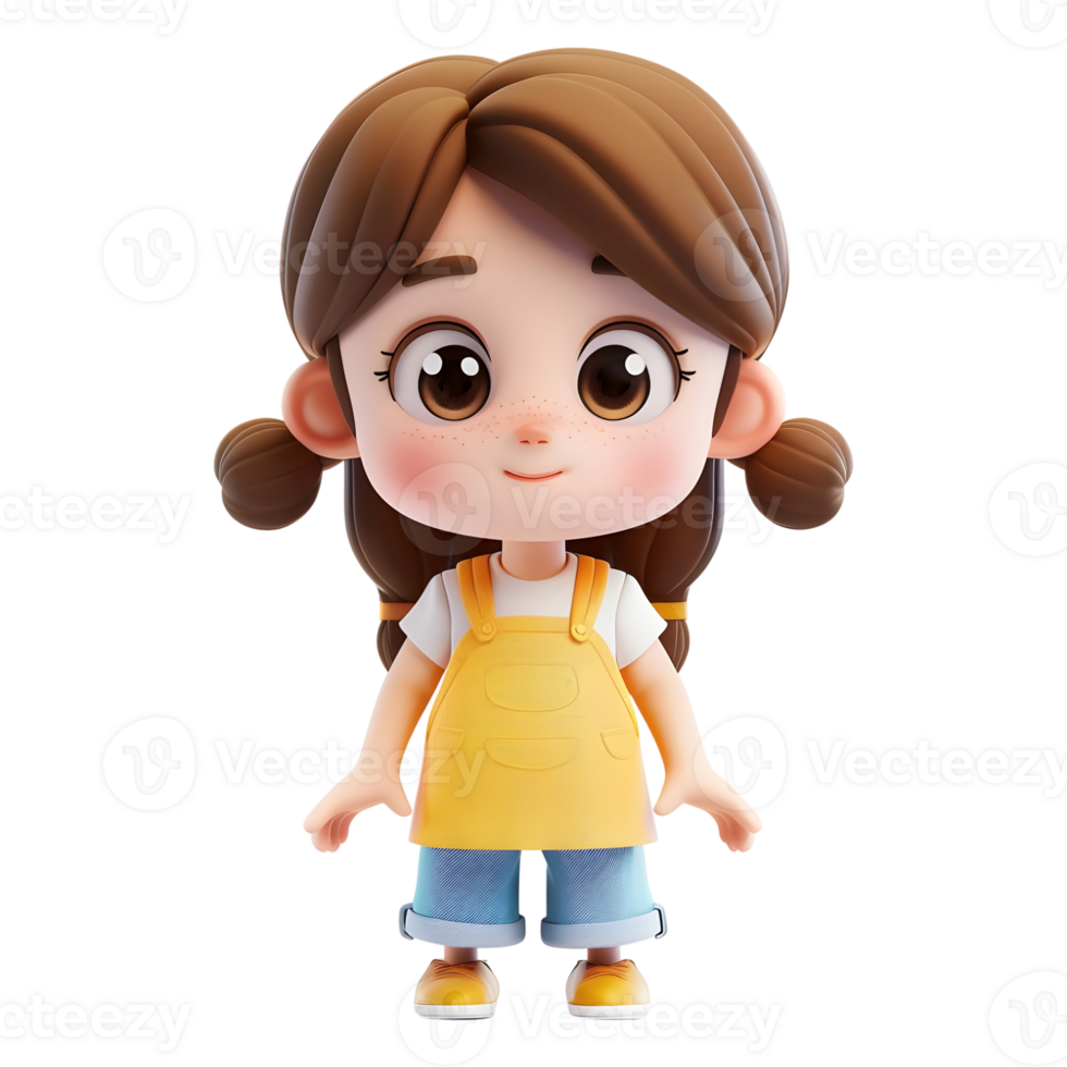 AI generated 3D Rendering of a Toddler Girl Standing and Smiling on Transparent Background - Ai Generated png