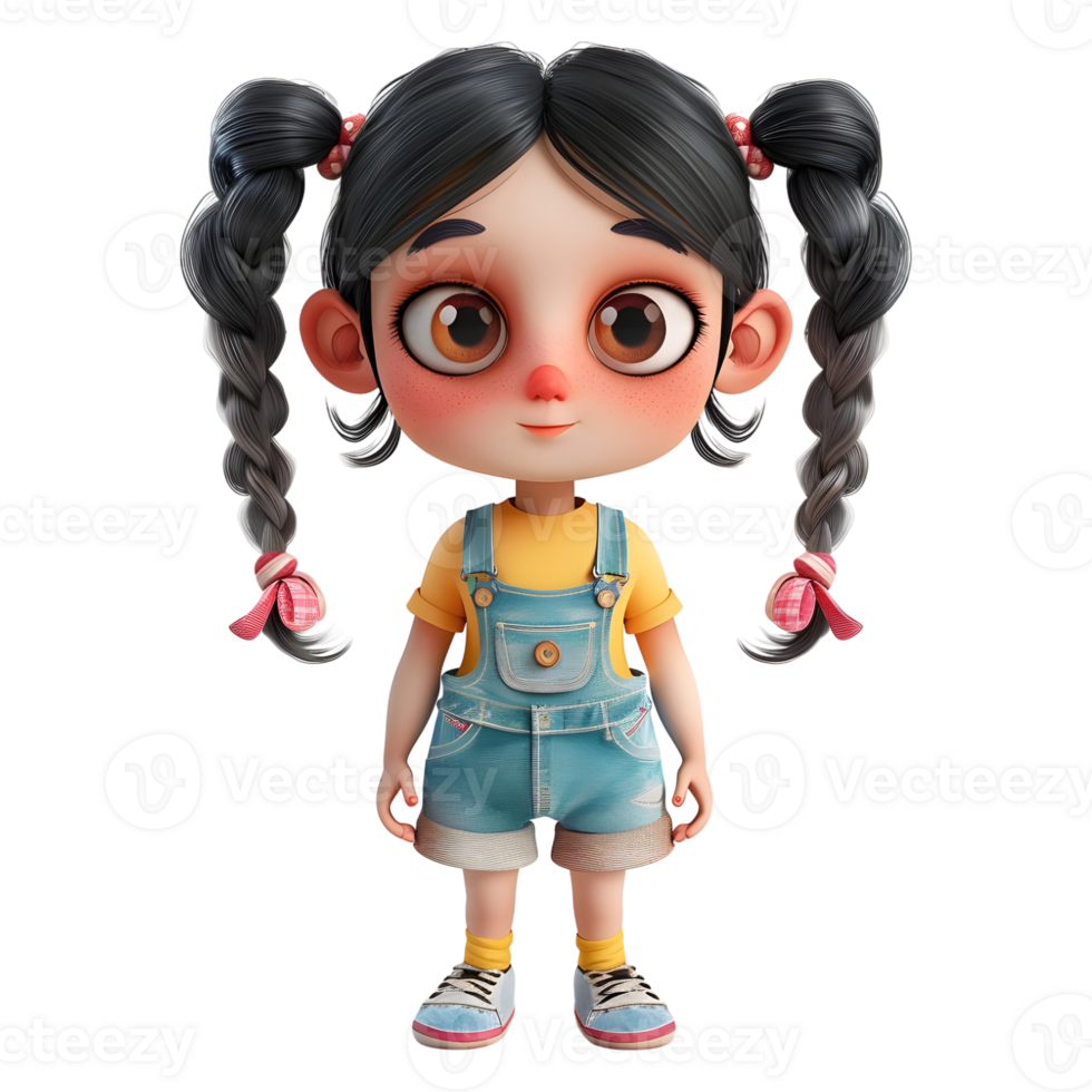 AI generated 3D Rendering of a Toddler Girl Standing and Smiling on Transparent Background - Ai Generated png