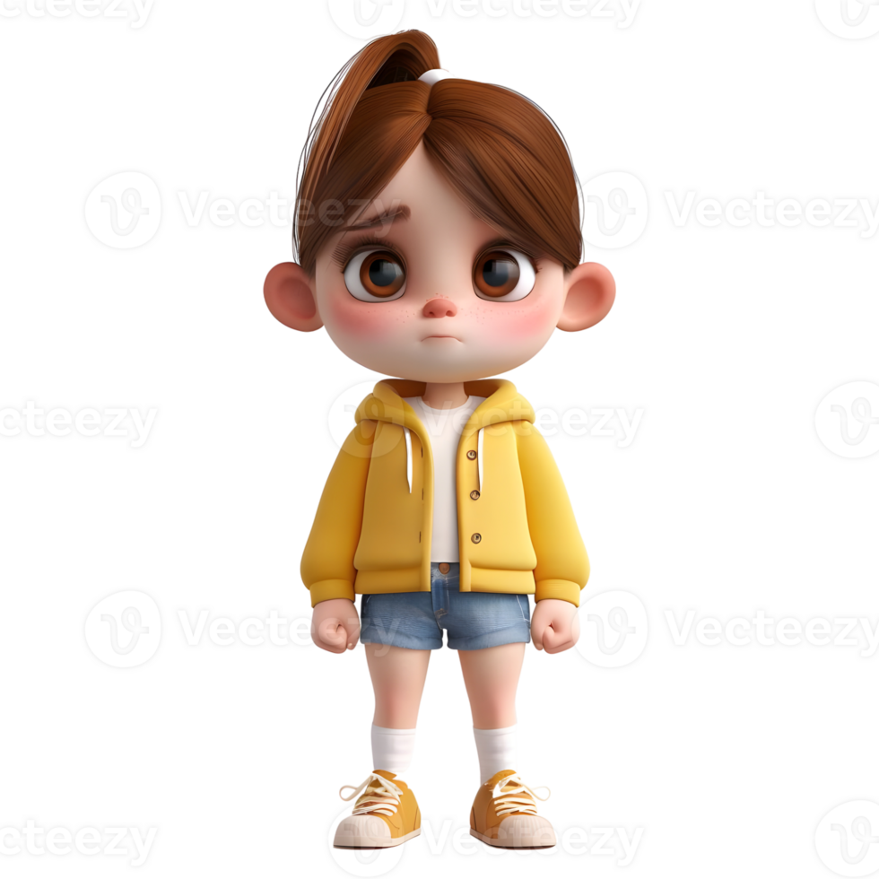 AI generated 3D Rendering of a Toddler Girl Standing and Smiling on Transparent Background - Ai Generated png