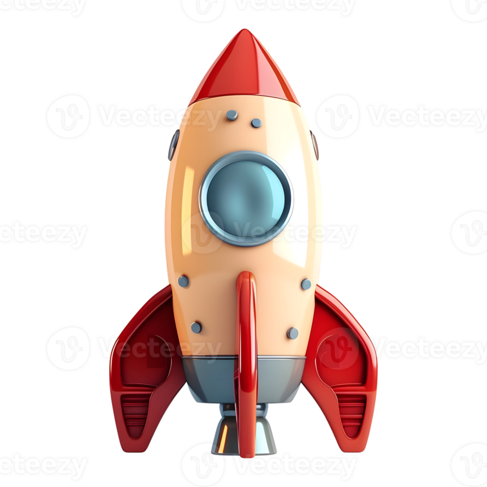 AI generated 3D Rendering of a Space Rocket on Transparent Background - Ai Generated png