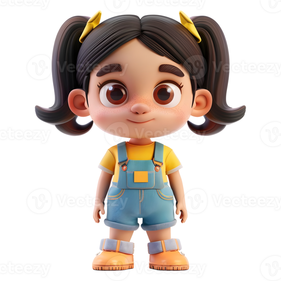 AI generated 3D Rendering of a Toddler Girl Standing and Smiling on Transparent Background - Ai Generated png