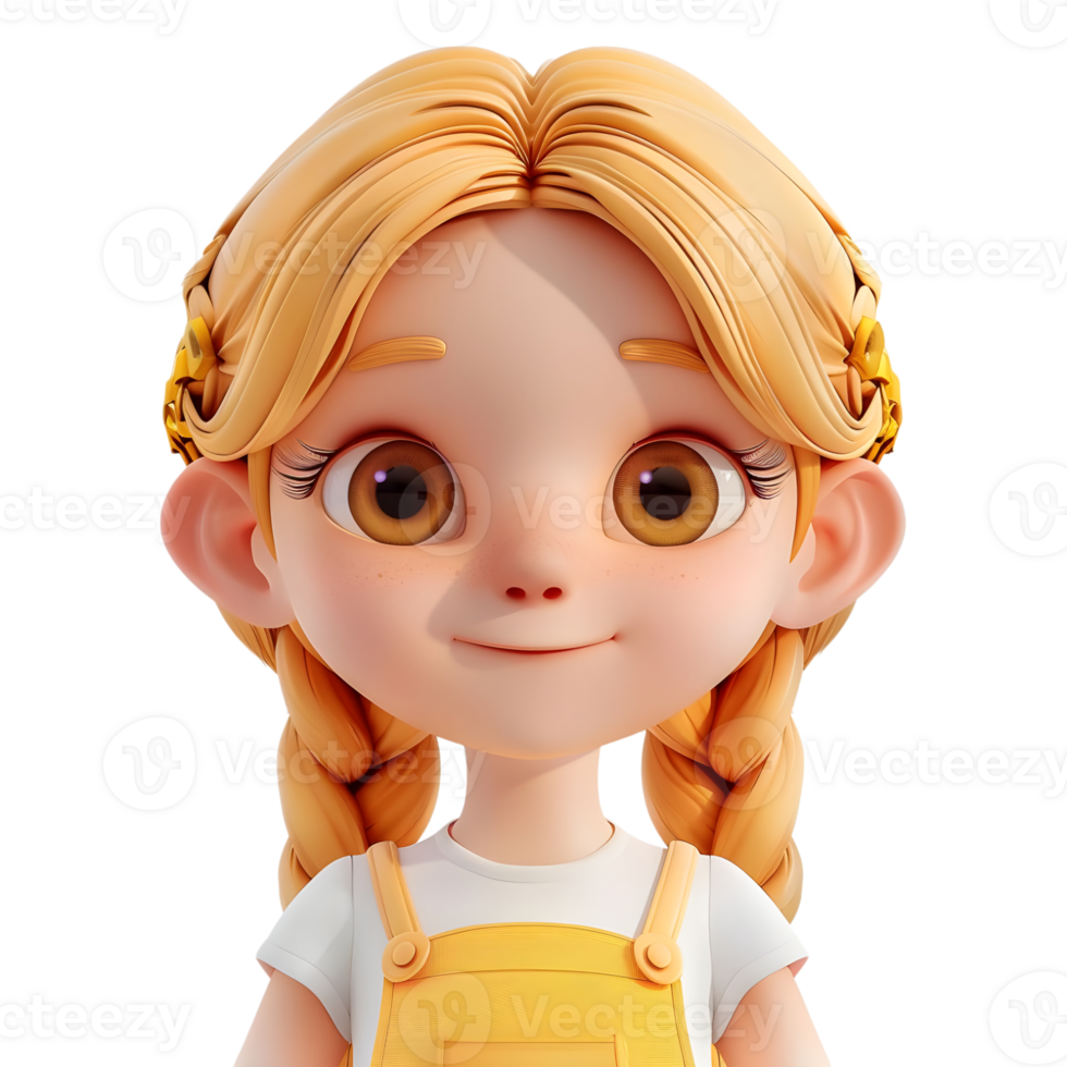 AI generated 3D Rendering of a Toddler Girl Standing and Smiling on Transparent Background - Ai Generated png