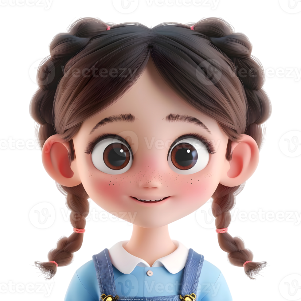 AI generated 3D Rendering of a Toddler Girl Standing and Smiling on Transparent Background - Ai Generated png