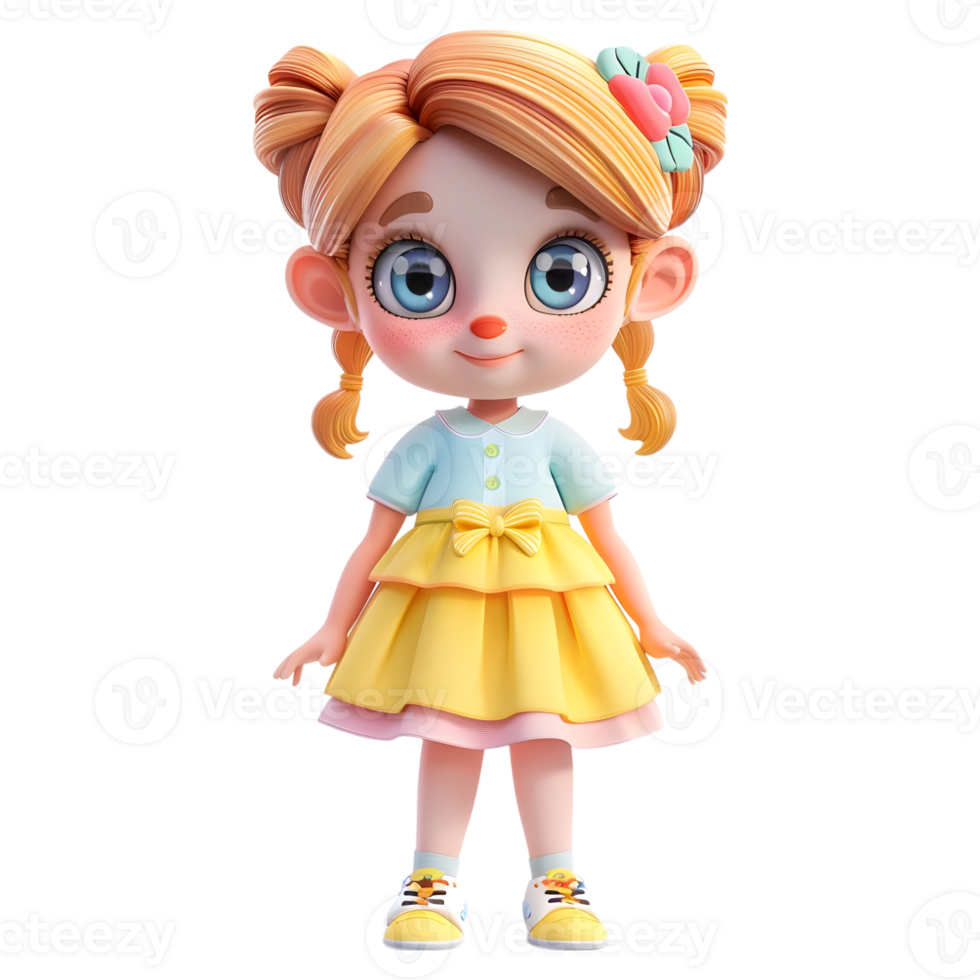 AI generated 3D Rendering of a Toddler Girl Standing and Smiling on Transparent Background - Ai Generated png