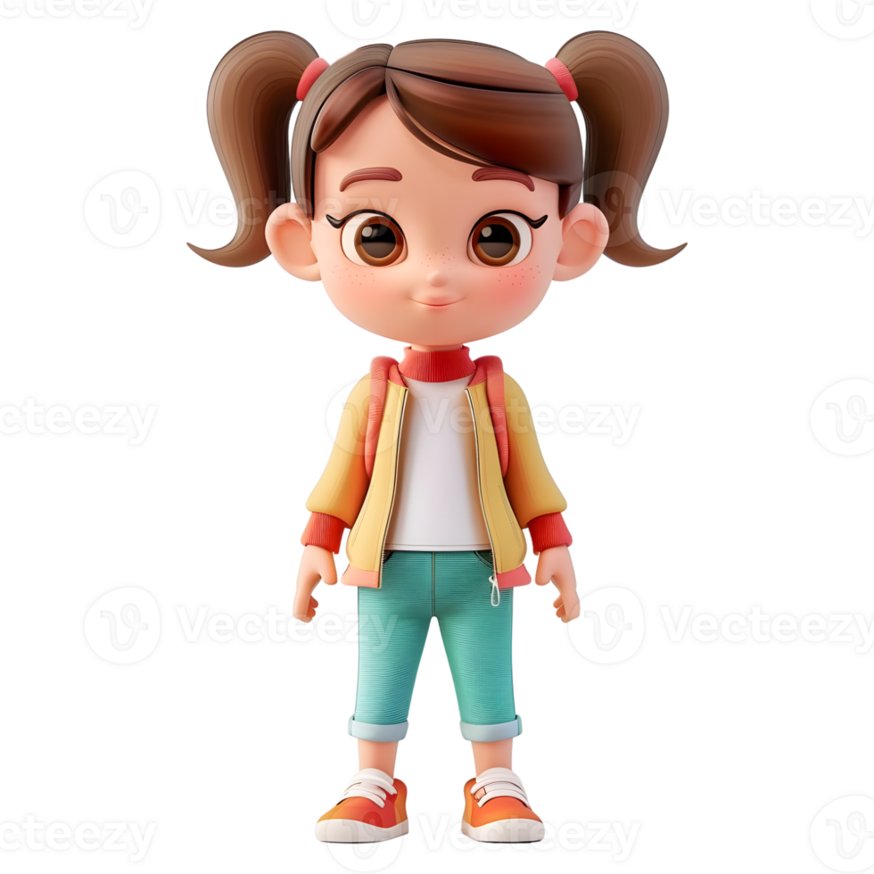 AI generated 3D Rendering of a Toddler Girl Standing and Smiling on Transparent Background - Ai Generated png
