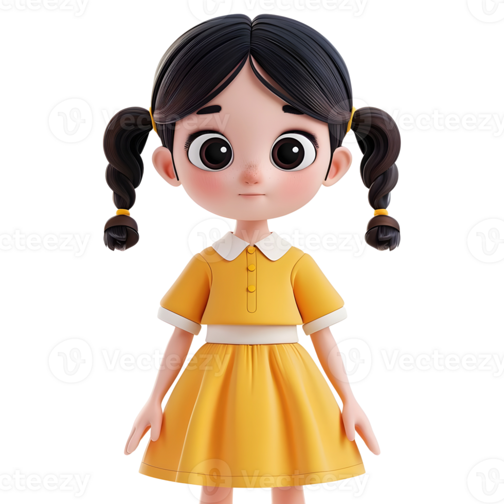 AI generated 3D Rendering of a Toddler Girl Standing and Smiling on Transparent Background - Ai Generated png