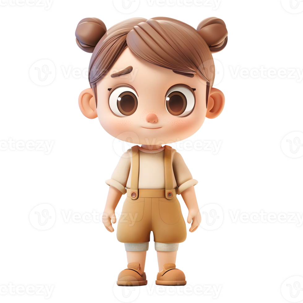 AI generated 3D Rendering of a Toddler Girl Standing and Smiling on Transparent Background - Ai Generated png