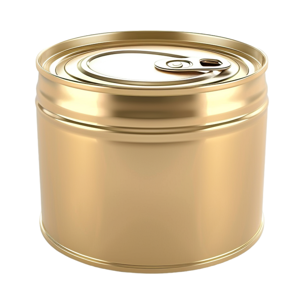 AI generated 3D Rendering of a Empty Small Gold Steel Can on Transparent Background - Ai Generated png