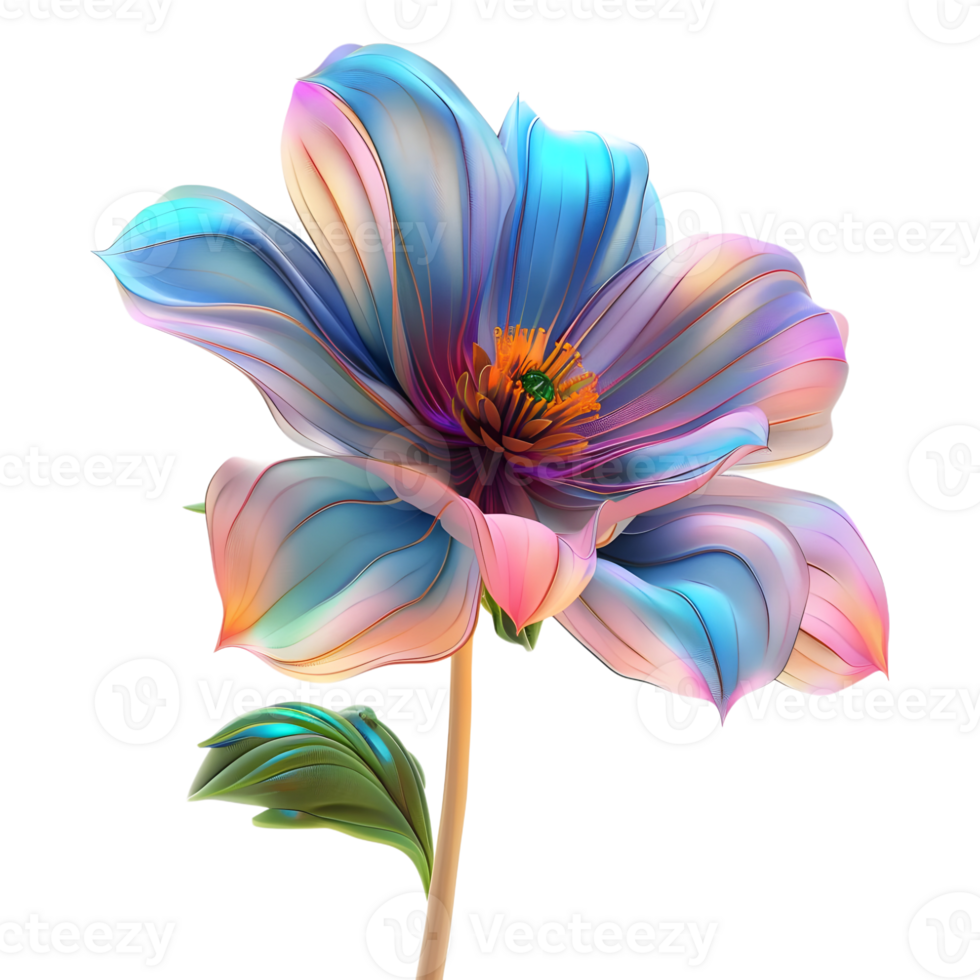 AI generated 3D Rendering of a Colorful Beautiful Flower on Transparent Background - Ai Generated png