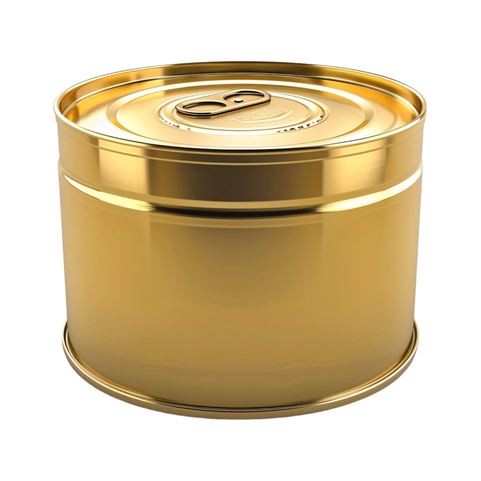 AI generated 3D Rendering of a Empty Small Gold Steel Can on Transparent Background - Ai Generated png
