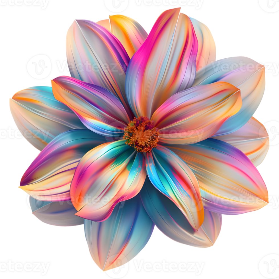 ai gerado 3d Renderização do uma colorida lindo flor em transparente fundo - ai gerado png