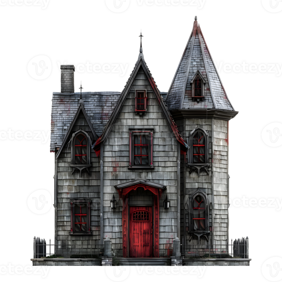 ai généré 3d le rendu de une horreur Halloween maison sur transparent Contexte - ai généré png